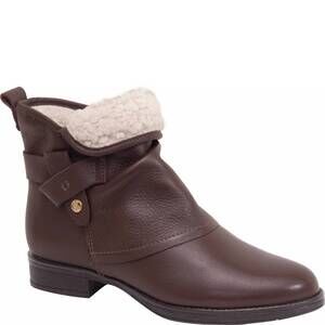 NEW BOTTERO women's leather pelo short boot in burnish wood/brown